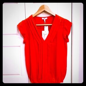 Joie Paradise Red Silk Top
